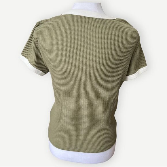 SO Girls Short Sleeve Waffle Knit Peace Sign Ringer Tee. Youth Large. NEW. - Picture 2 of 8